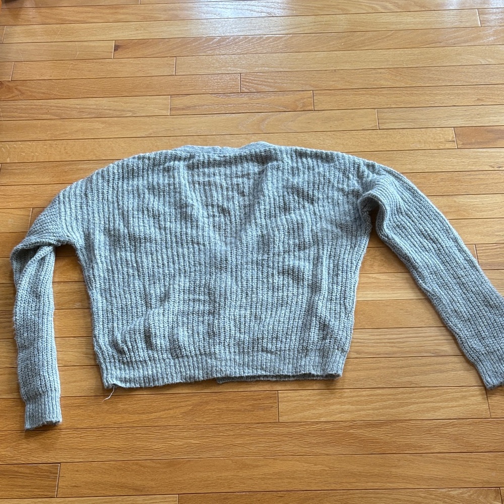 Essentials Gray Ribbed Cardigan - Picture 3 of 4